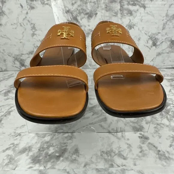 Tory Burch Mini Everly Back Strap Sandal Size 11 Antique Tan Vanchetta Leather - Picture 5 of 11